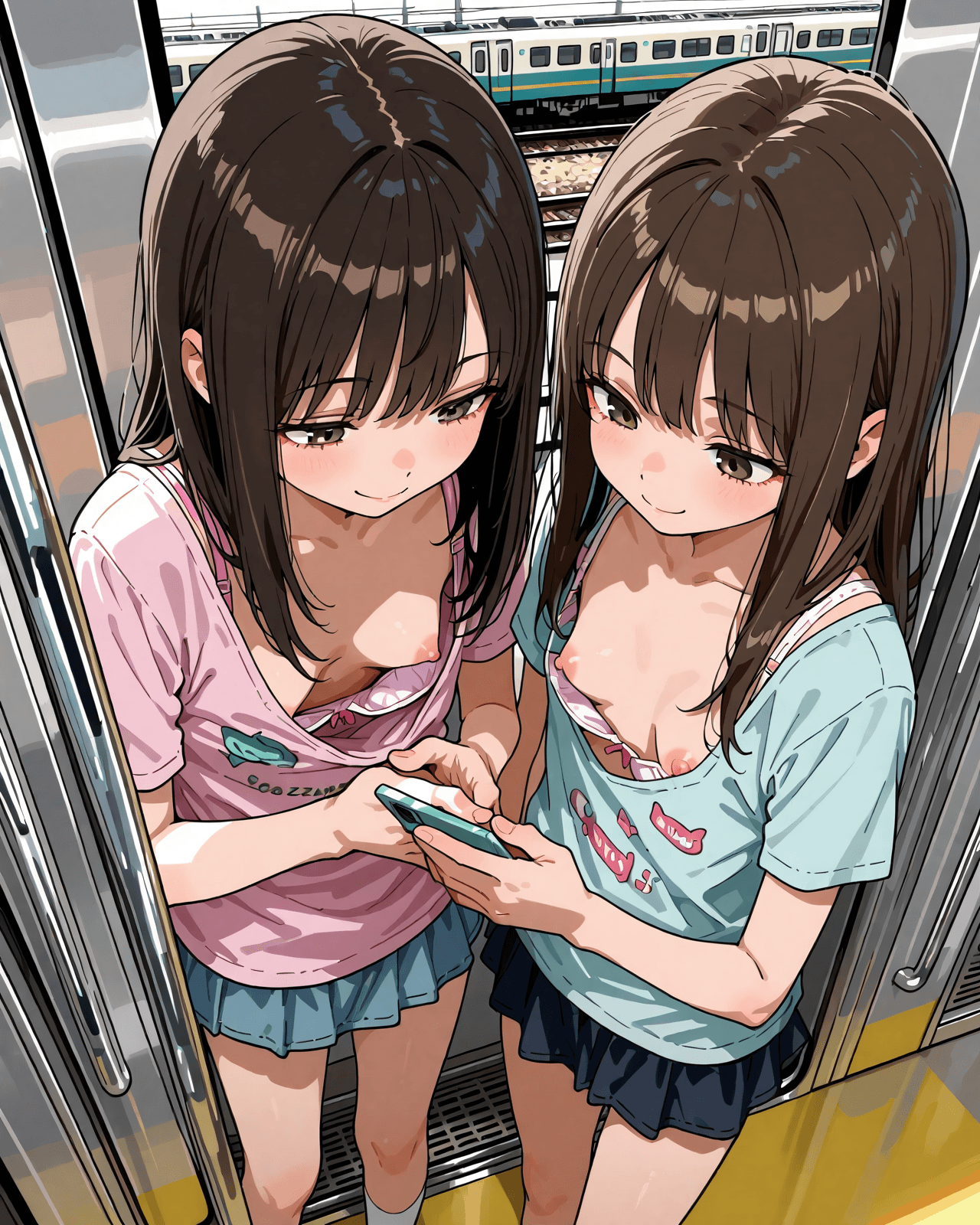 【ロリちくチラ】二次ロリ少女が暖かくなってきたので薄着でちくチラしちゃってる二次エロ画像