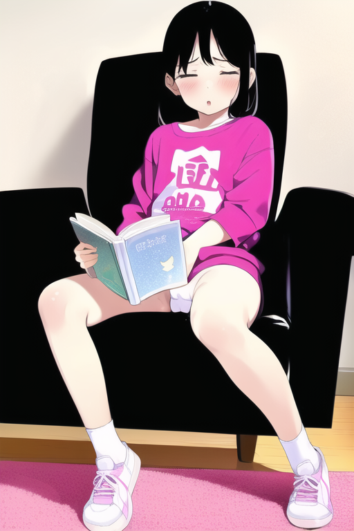 二次ロリ少女が本を読んでそのままオナニーのようなAIで描いた読書家ロリ少女の二次エロ画像-8