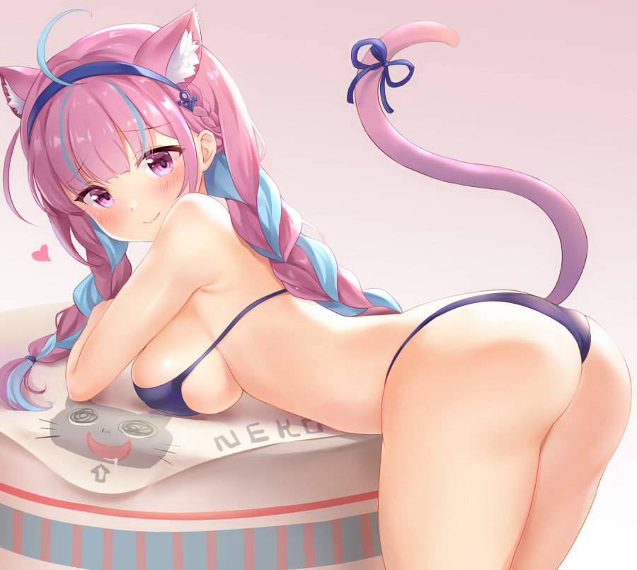 ホロライブの二つ結び巨乳ロリなバーチャルユーチューバー湊あくあちゃんの二次エロ画像100連発-5