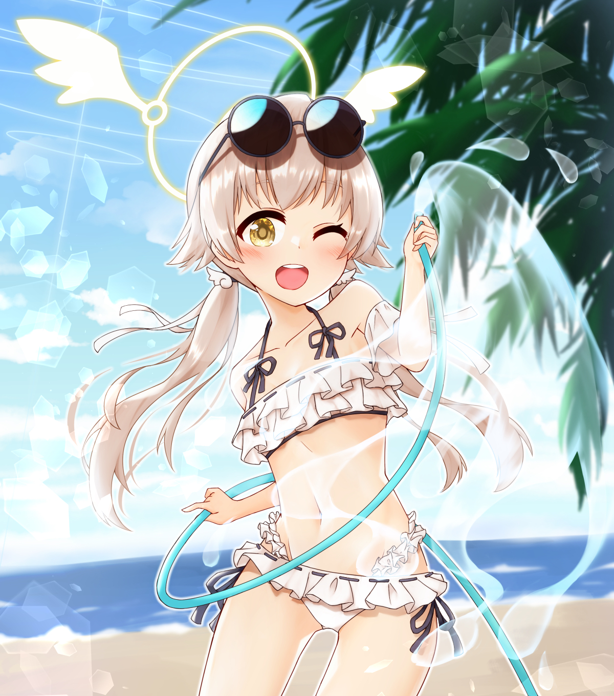 ブルーアーカイブの水着が可愛いちっぱい美少女阿慈谷ヒフミちゃんの二次エロ画像-57