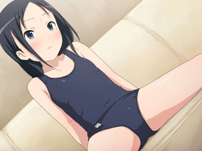二次ロリ少女をプールや水辺以外でスク水姿にして別の目的でスクール水着を味わっちゃう二次エロ画像-2