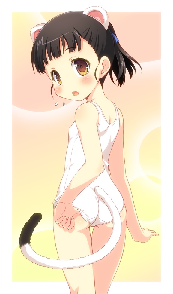 二次ロリ少女をプールや水辺以外でスク水姿にして別の目的でスクール水着を味わっちゃう二次エロ画像-13