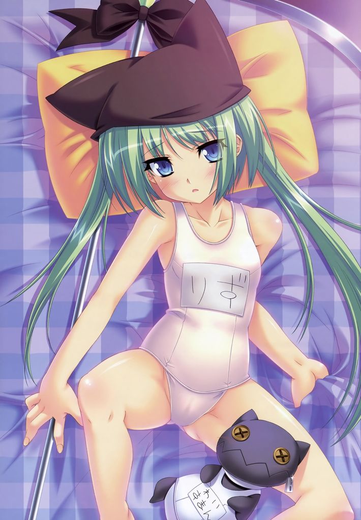 二次ロリ少女をプールや水辺以外でスク水姿にして別の目的でスクール水着を味わっちゃう二次エロ画像-16