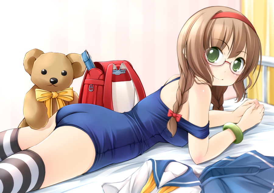 二次ロリ少女をプールや水辺以外でスク水姿にして別の目的でスクール水着を味わっちゃう二次エロ画像-30