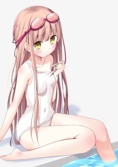 二次ロリ少女が濡れたら透けちゃいそうな白スクール水着を見せてくれる白スクロリ二次エロ画像-5