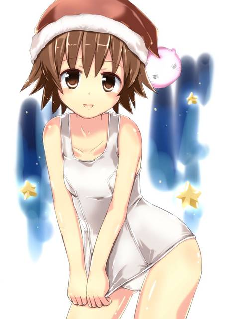 二次ロリ少女が濡れたら透けちゃいそうな白スクール水着を見せてくれる白スクロリ二次エロ画像-6