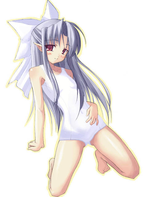 二次ロリ少女が濡れたら透けちゃいそうな白スクール水着を見せてくれる白スクロリ二次エロ画像-12