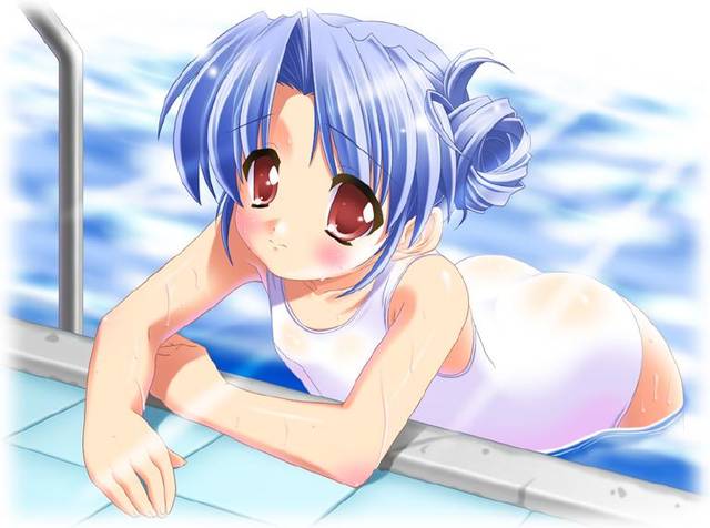 二次ロリ少女が濡れたら透けちゃいそうな白スクール水着を見せてくれる白スクロリ二次エロ画像-13