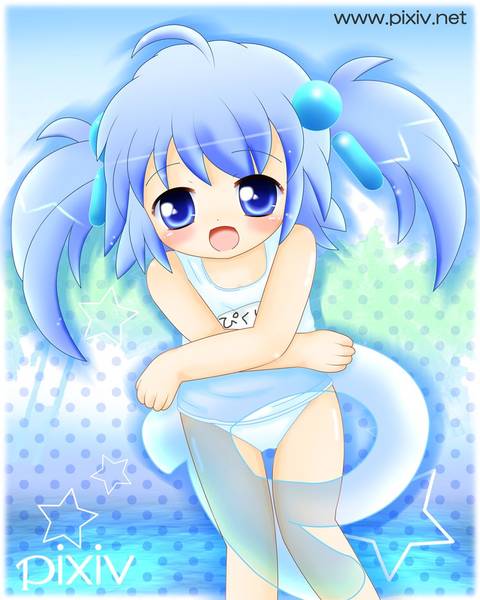 二次ロリ少女が濡れたら透けちゃいそうな白スクール水着を見せてくれる白スクロリ二次エロ画像-19
