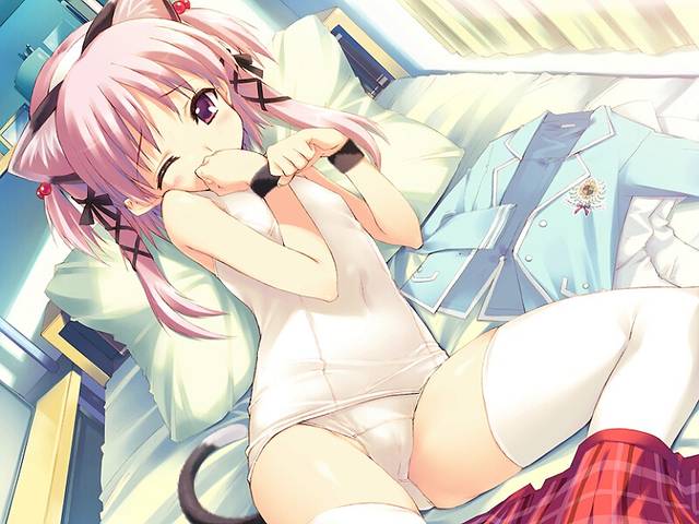 二次ロリ少女が濡れたら透けちゃいそうな白スクール水着を見せてくれる白スクロリ二次エロ画像-25