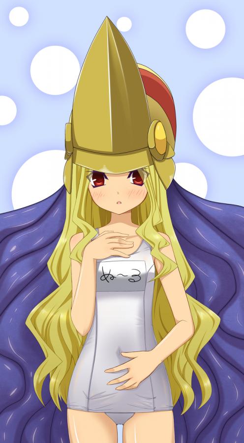 二次ロリ少女が濡れたら透けちゃいそうな白スクール水着を見せてくれる白スクロリ二次エロ画像-27
