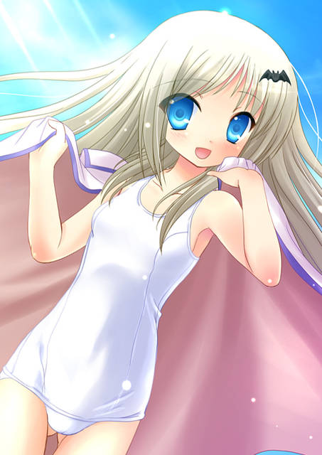 二次ロリ少女が濡れたら透けちゃいそうな白スクール水着を見せてくれる白スクロリ二次エロ画像-32