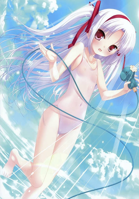 二次ロリ少女が濡れたら透けちゃいそうな白スクール水着を見せてくれる白スクロリ二次エロ画像-34