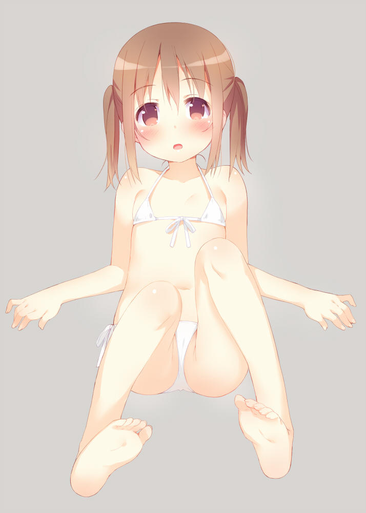 二次ロリ少女の濡れたら透けて丸見えになっちゃうs炉のマイクロビキニでエッチな二次エロ画像-1