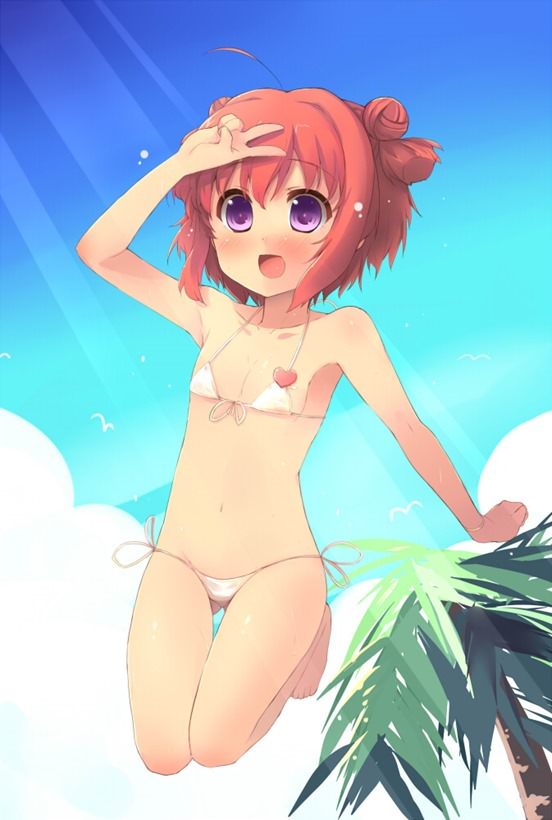 二次ロリ少女の濡れたら透けて丸見えになっちゃうs炉のマイクロビキニでエッチな二次エロ画像-5