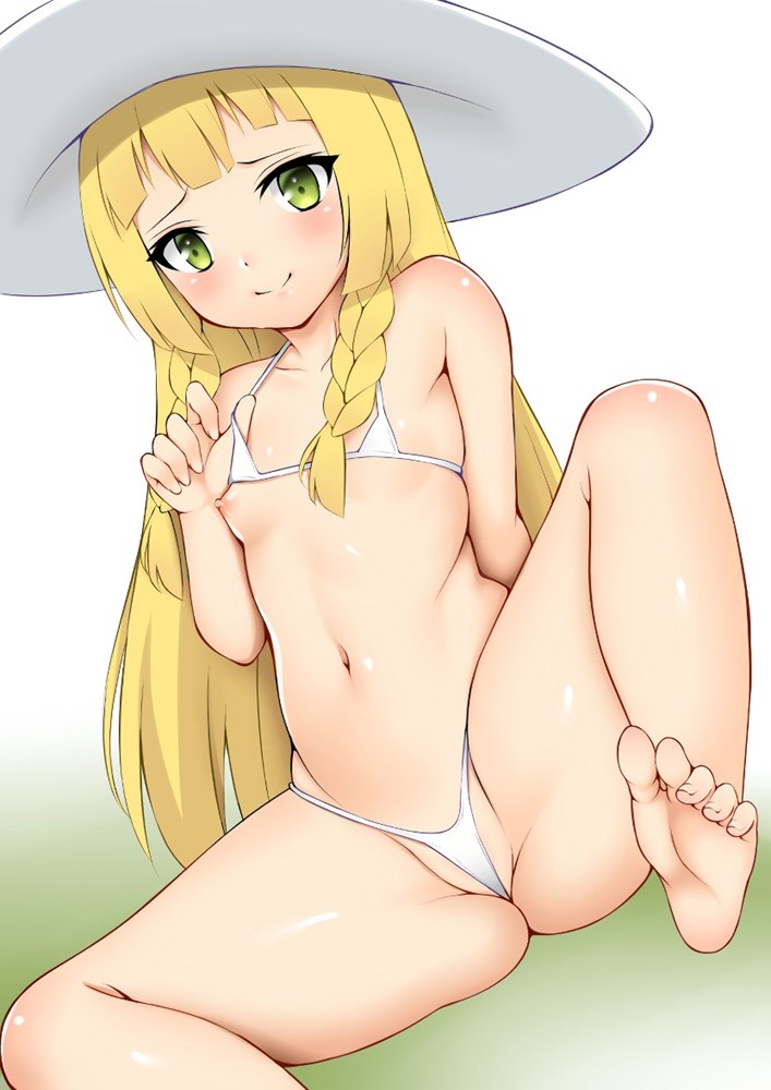二次ロリ少女の濡れたら透けて丸見えになっちゃうs炉のマイクロビキニでエッチな二次エロ画像-17