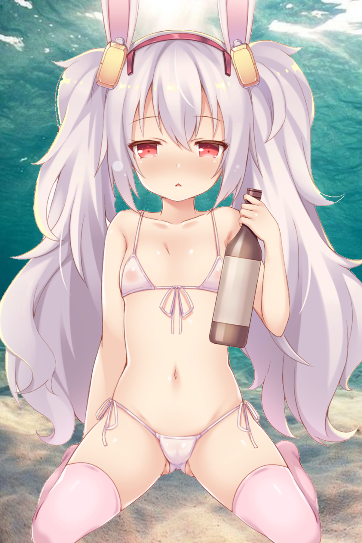 二次ロリ少女の濡れたら透けて丸見えになっちゃうs炉のマイクロビキニでエッチな二次エロ画像-35