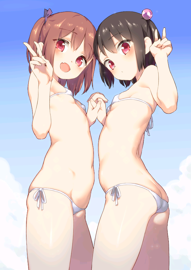 二次ロリ少女の濡れたら透けて丸見えになっちゃうs炉のマイクロビキニでエッチな二次エロ画像-37