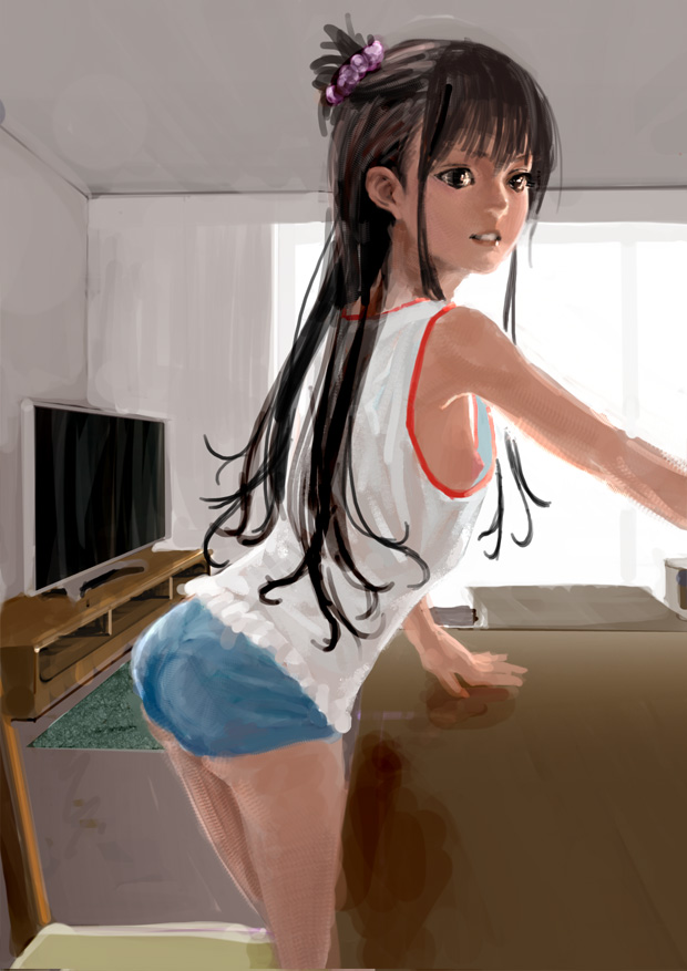 二次ロリ少女のショートパンツやホットパンツ姿がエッチで健康的でボーイッシュな二次エロ画像-11