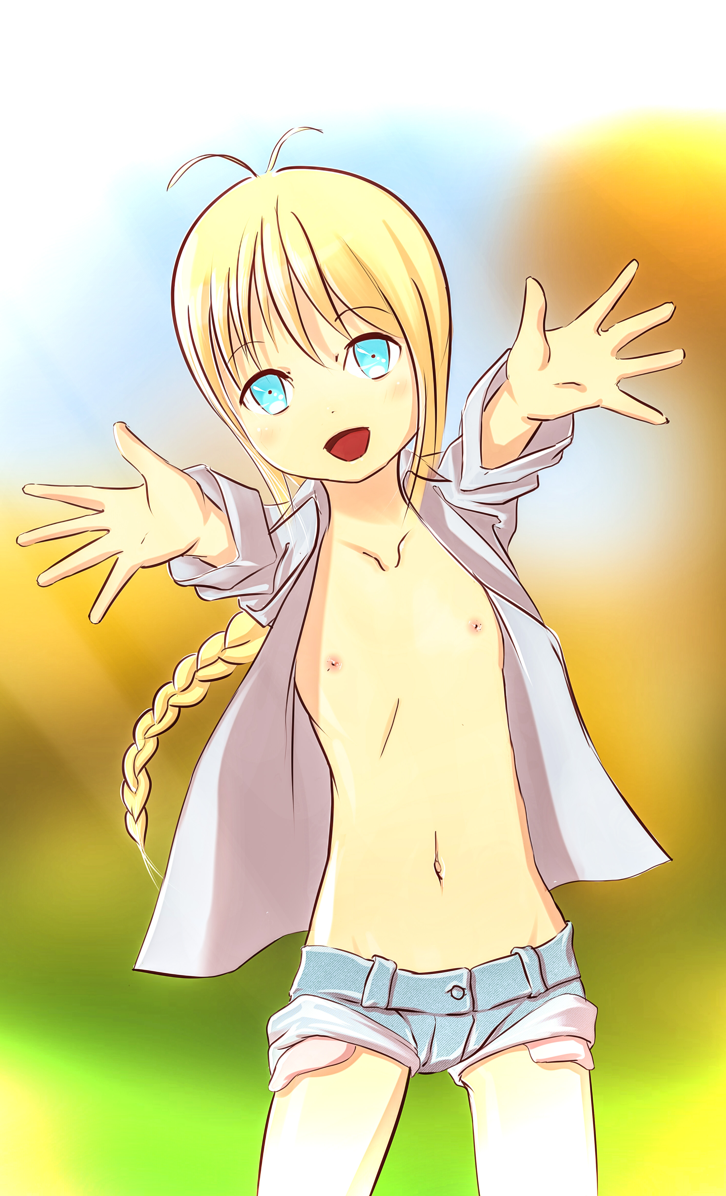 二次ロリ少女のショートパンツやホットパンツ姿がエッチで健康的でボーイッシュな二次エロ画像-38