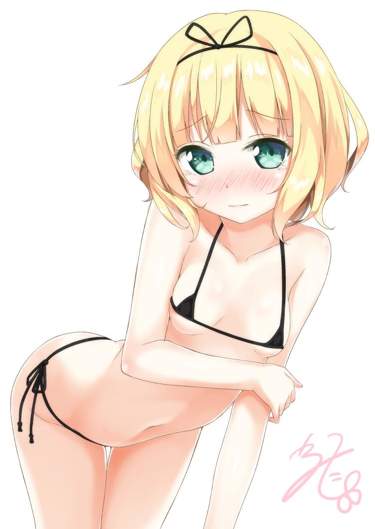 二次ロリ少女の布地少なすぎてすぐポロリしちゃいそうなきわどいマイクロビキニの二次エロ画像-7