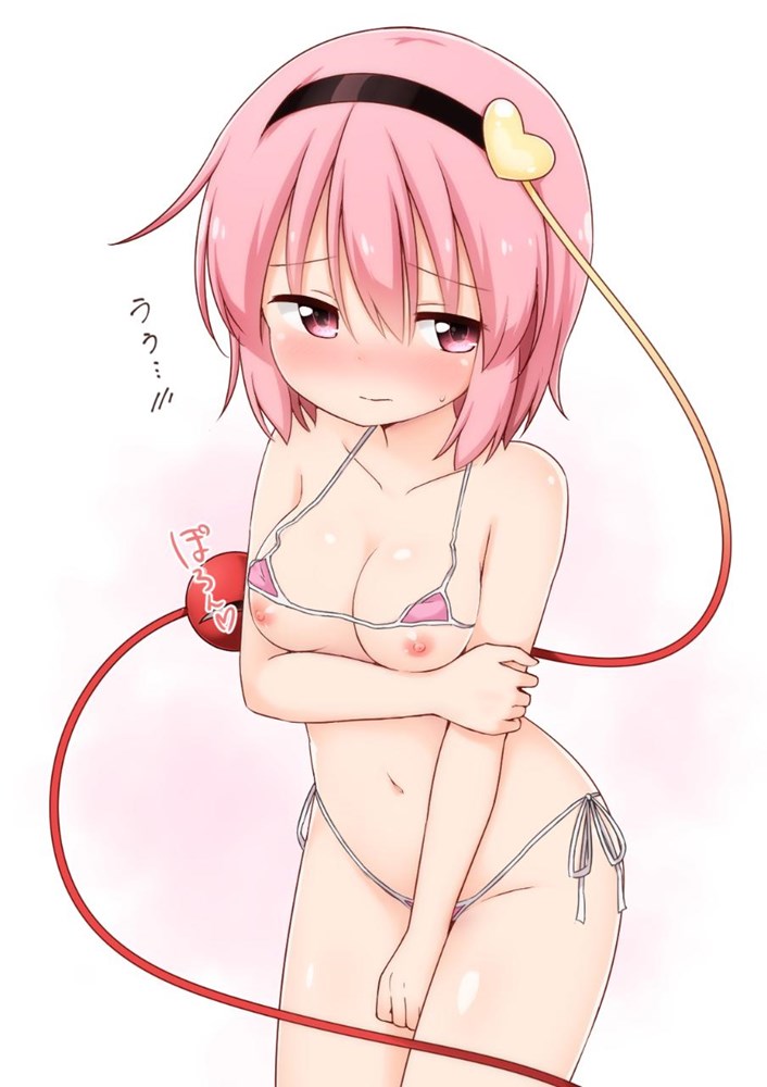 二次ロリ少女の布地少なすぎてすぐポロリしちゃいそうなきわどいマイクロビキニの二次エロ画像-12