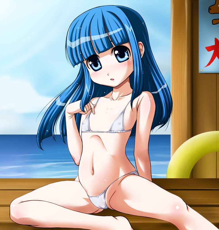 二次ロリ少女の布地少なすぎてすぐポロリしちゃいそうなきわどいマイクロビキニの二次エロ画像-24