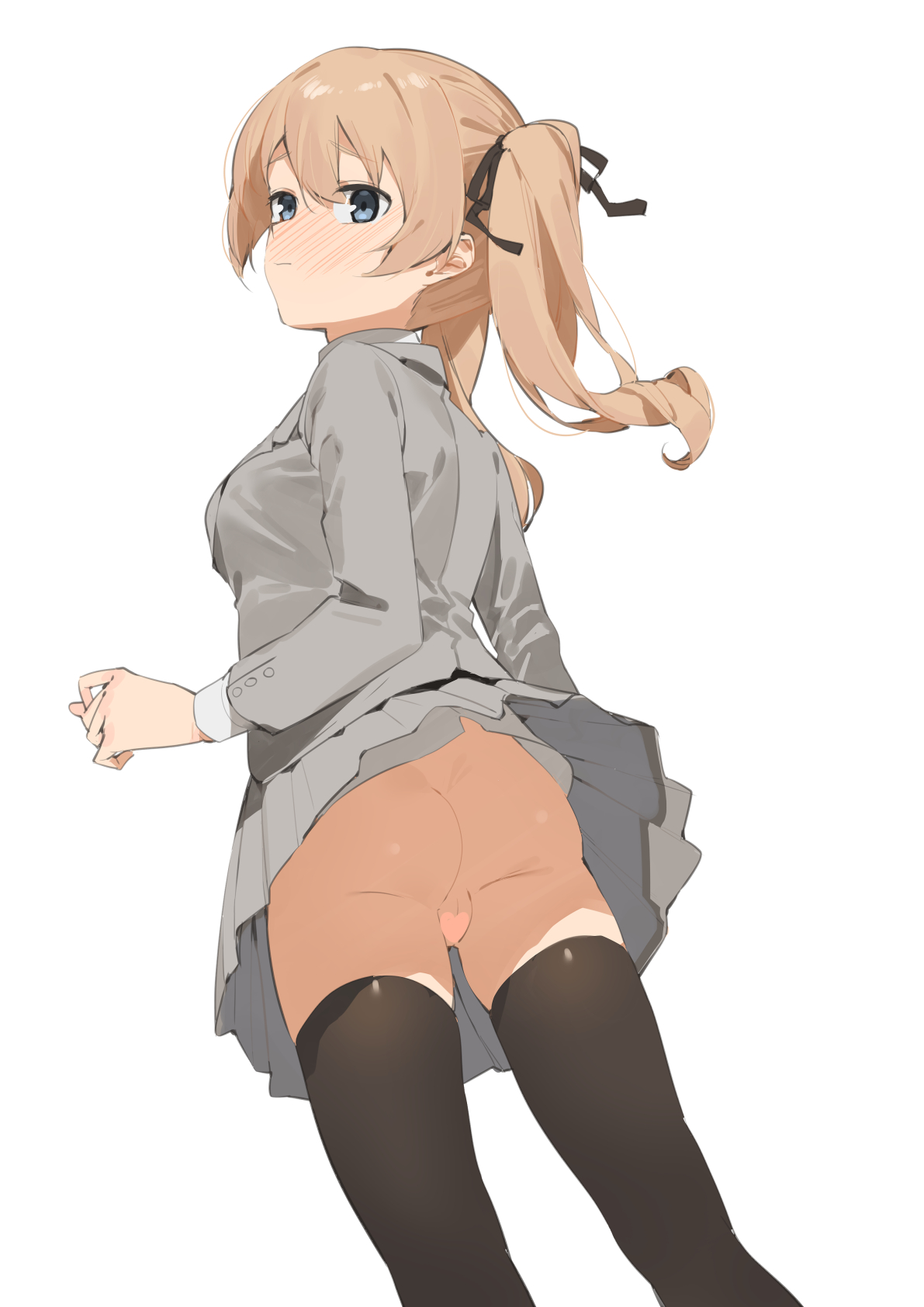 二次制服姿でおマンコ見えちゃうノーパンJCやノーパンJKの露出癖がありそうな二次エロ画像-16