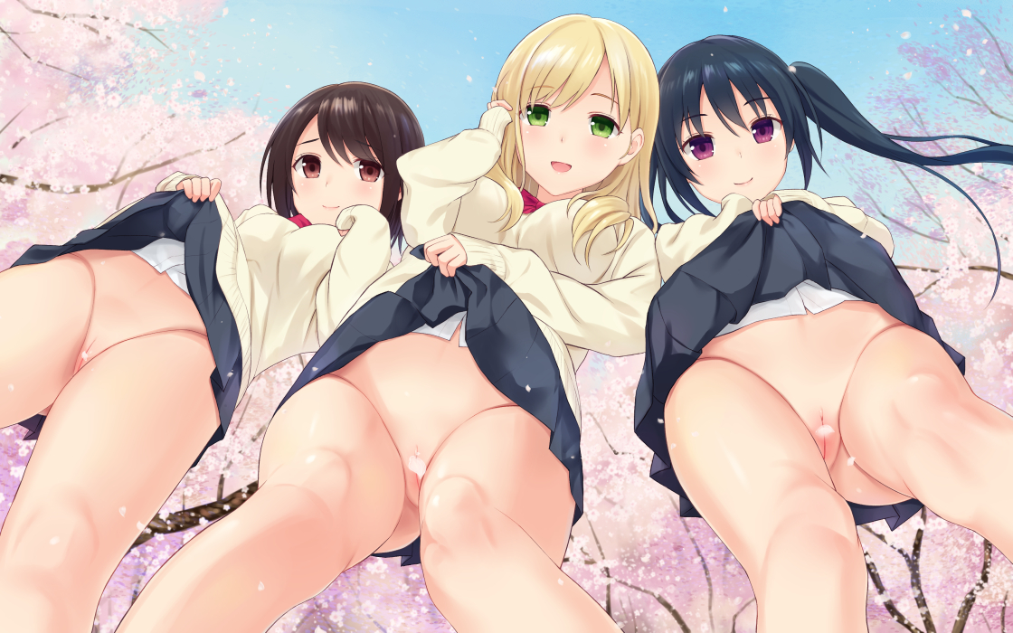 二次制服姿でおマンコ見えちゃうノーパンJCやノーパンJKの露出癖がありそうな二次エロ画像-21