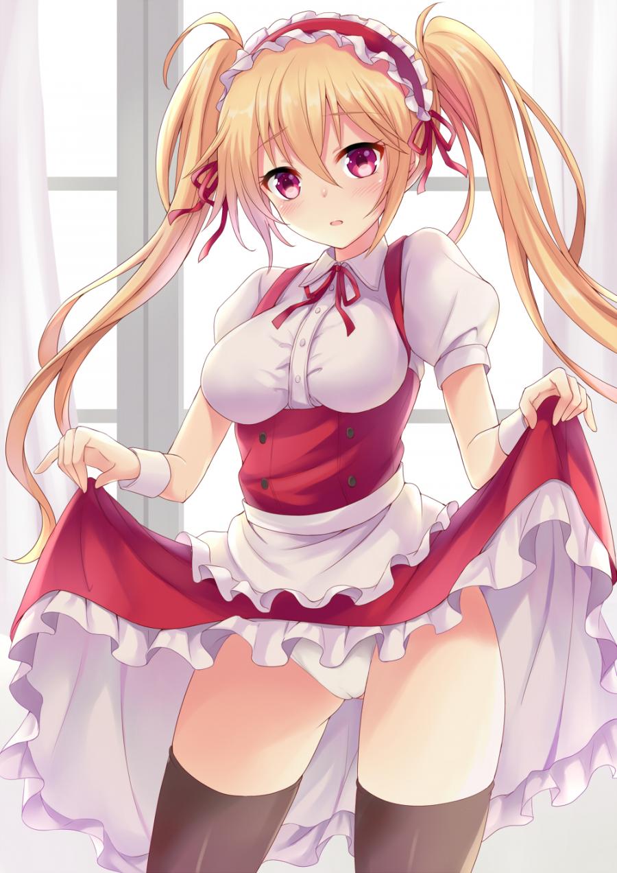 5月10日はメイドの日なのでメイドさんがパンツを恥ずかしそうにたくし上げて見せるお仕事の二次エロ画像-23