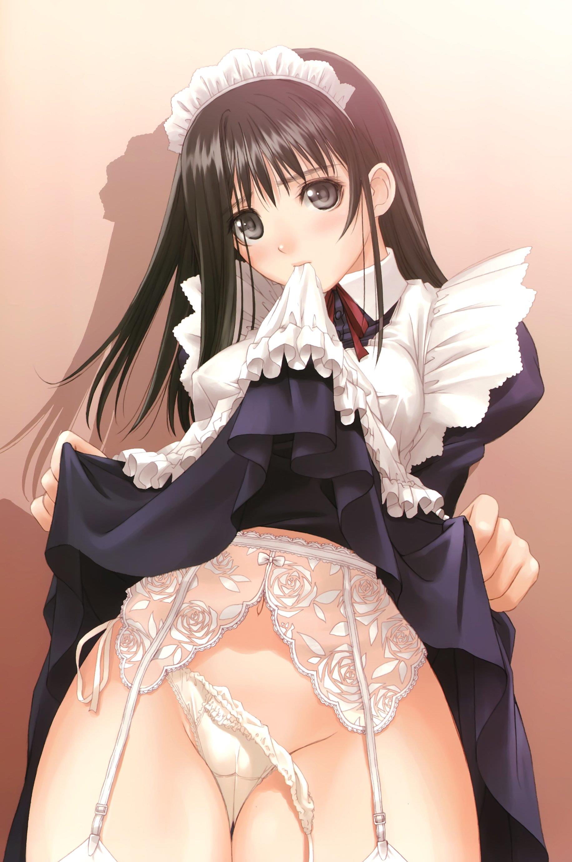 5月10日はメイドの日なのでメイドさんがパンツを恥ずかしそうにたくし上げて見せるお仕事の二次エロ画像-32