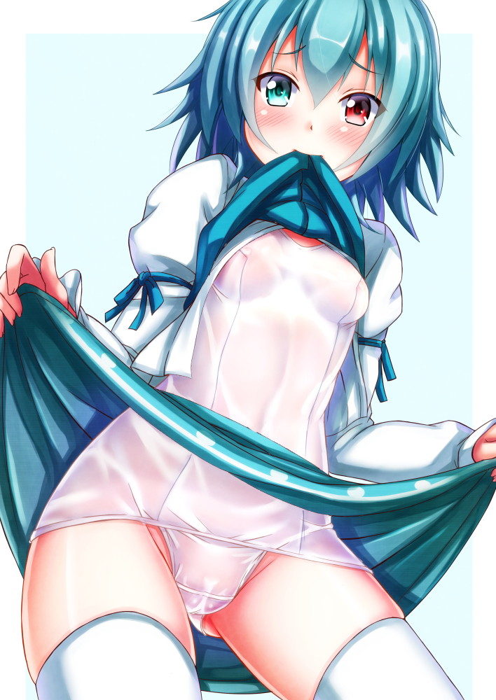 二次ロリ少女の白スクール水着姿で急に気温が上がってきたのを涼しむ白スクロリ二次エロ画像-16