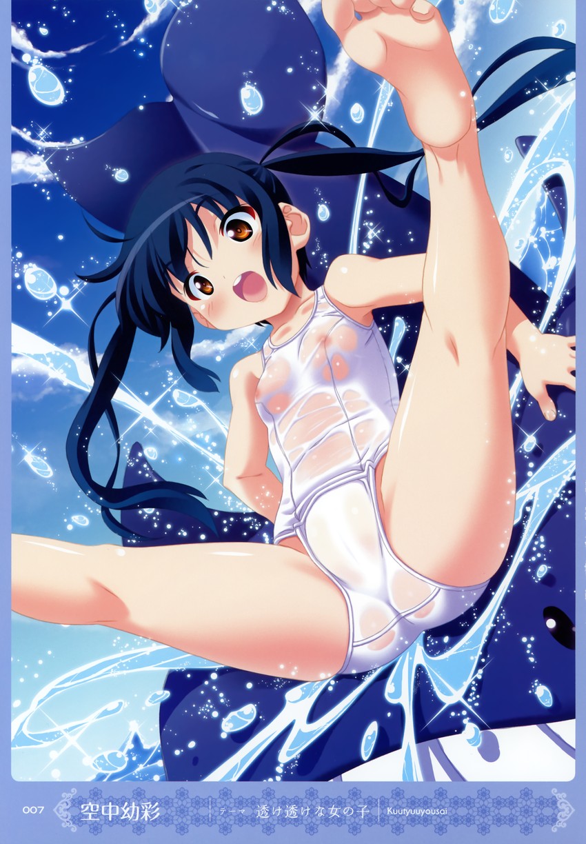 二次ロリ少女の白スクール水着姿で急に気温が上がってきたのを涼しむ白スクロリ二次エロ画像-30