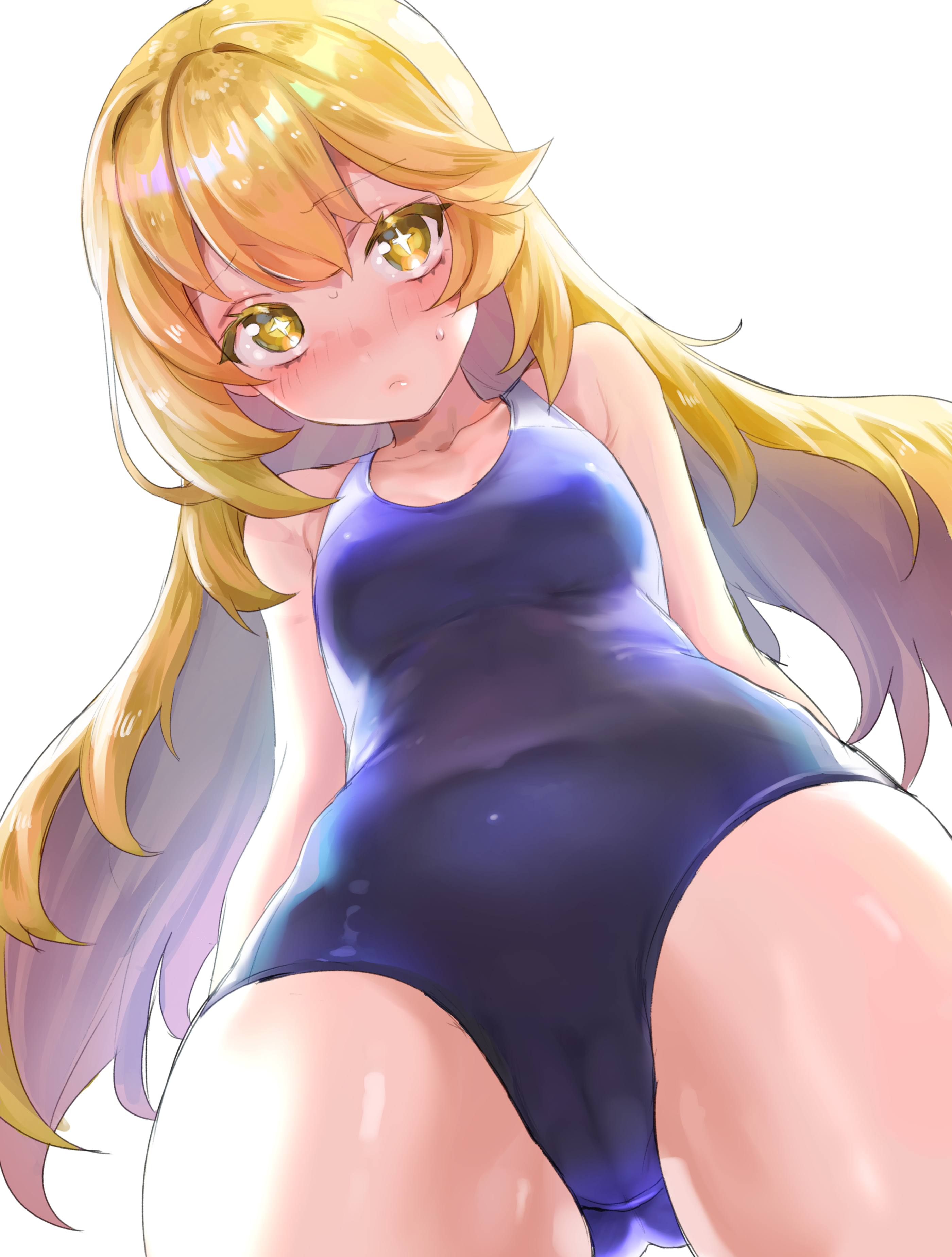 二次美少女のスク水ローアングルでプールサイドで見上げているようなシチュエーションの二次エロ画像-37