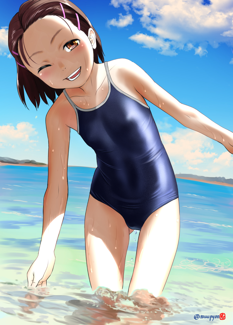 二次ロリ少女のスクール水着、スク水でさわやかに健康的で健全な気がする二次エロ画像-44