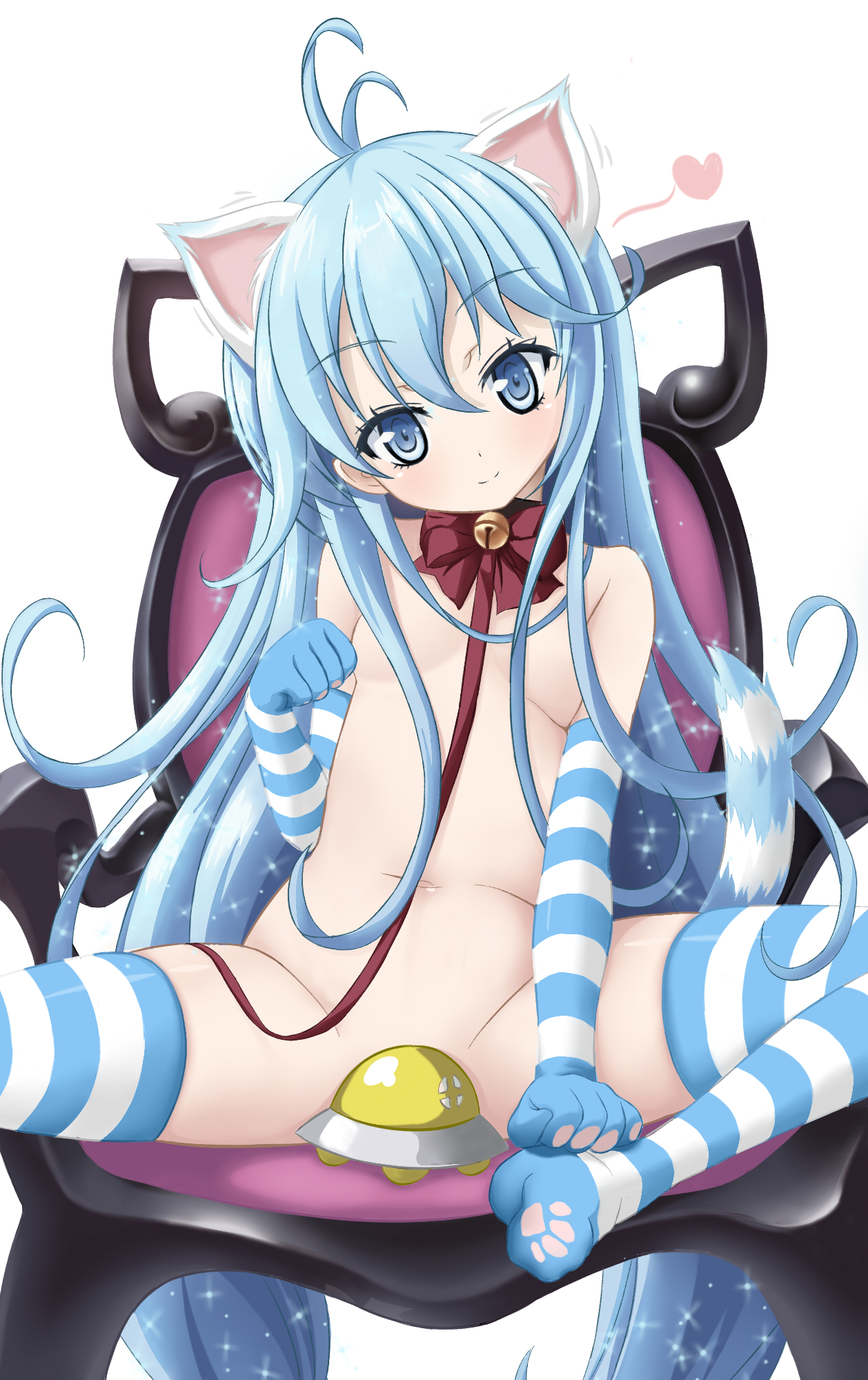 ロリ少女の縞々ニーソックス姿が可愛いロリニーソのフトモモが健康的でたまらない二次エロ画像-25