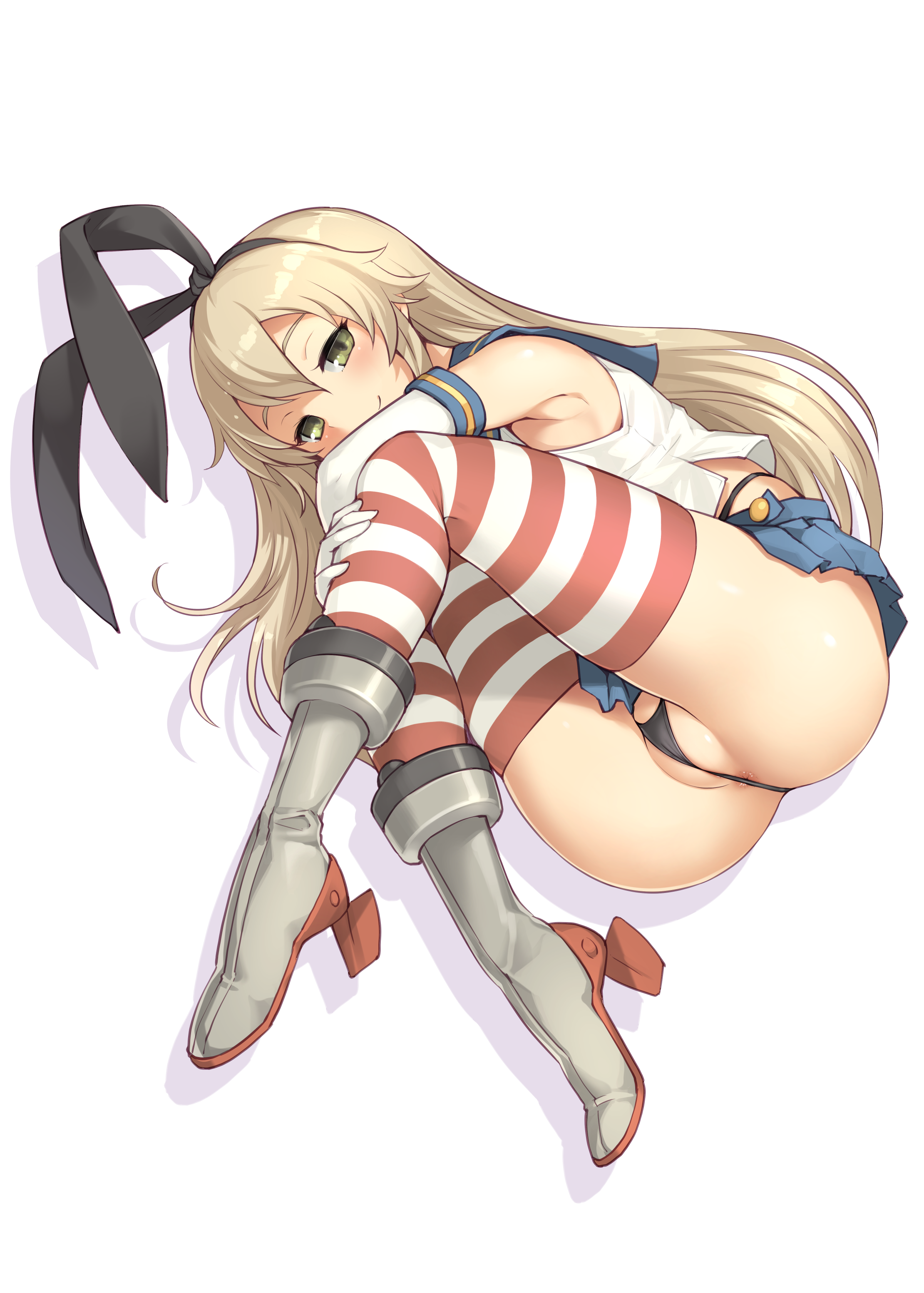 ロリ少女の縞々ニーソックス姿が可愛いロリニーソのフトモモが健康的でたまらない二次エロ画像-29