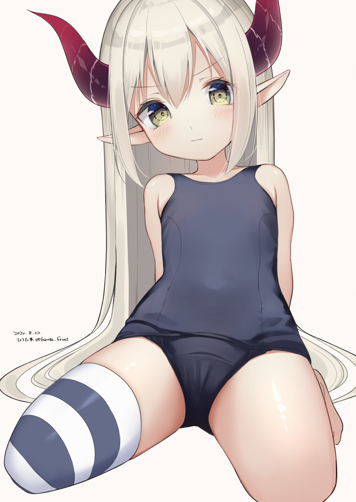 ロリ少女の縞々ニーソックス姿が可愛いロリニーソのフトモモが健康的でたまらない二次エロ画像-30