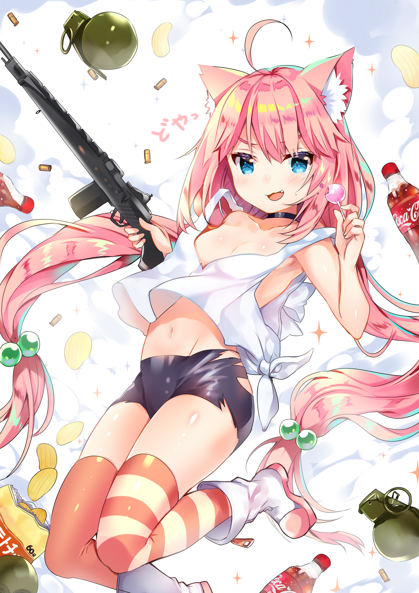 ロリ少女の縞々ニーソックス姿が可愛いロリニーソのフトモモが健康的でたまらない二次エロ画像-31