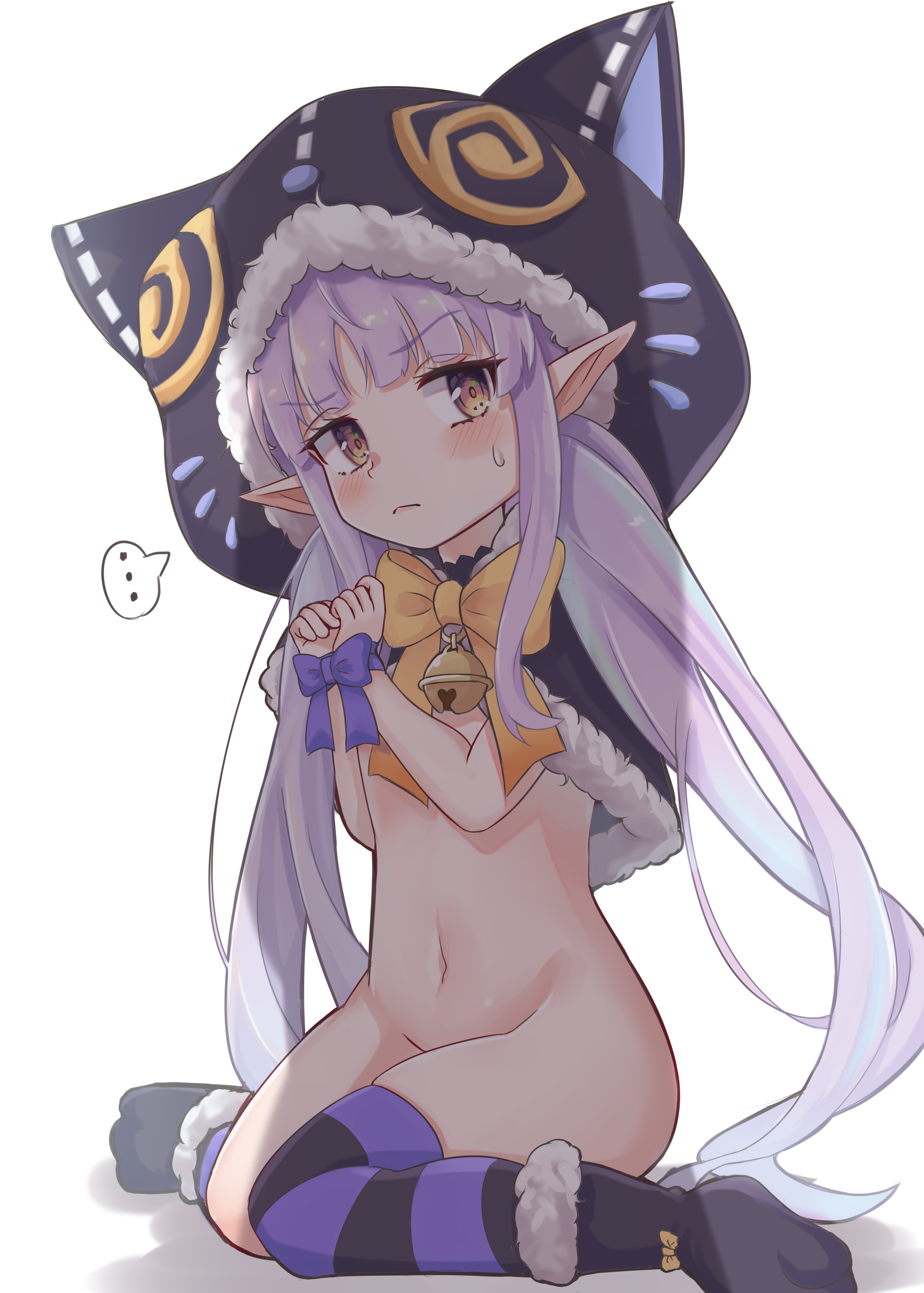 ロリ少女の縞々ニーソックス姿が可愛いロリニーソのフトモモが健康的でたまらない二次エロ画像-33