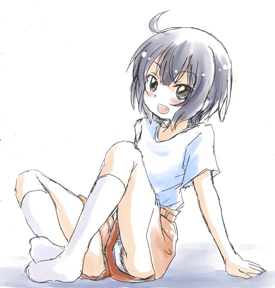 二次ロリ少女のキュロットスカート、太ももと可愛いパンチラが拝めそうでドキドキする二次エロ画像-2