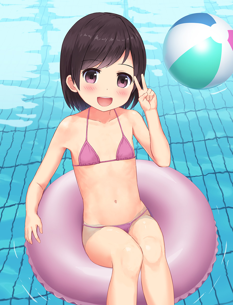 二次ロリ少女の季節外れだけど可愛くエッチなビキニやマイクロビキニ姿の肌率がたまらない二次エロ画像-39