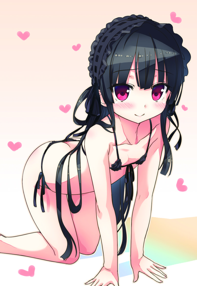 二次ロリ少女の季節外れだけど可愛くエッチなビキニやマイクロビキニ姿の肌率がたまらない二次エロ画像-51