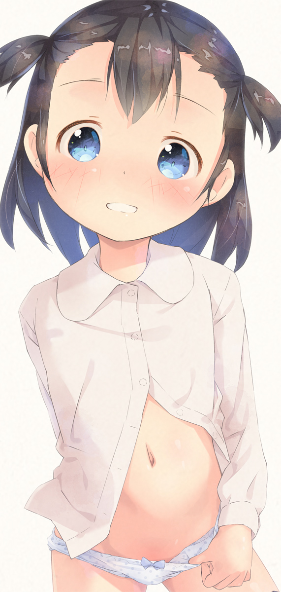 二次ロリ少女がワイシャツやブラウスなどはだけさせちゃって見える素肌やちっぱいにドキドキしちゃう二次エロ画像-17