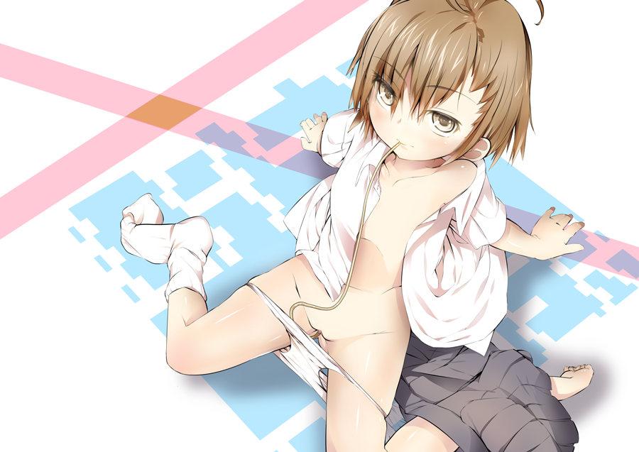 二次ロリ少女がワイシャツやブラウスなどはだけさせちゃって見える素肌やちっぱいにドキドキしちゃう二次エロ画像-21