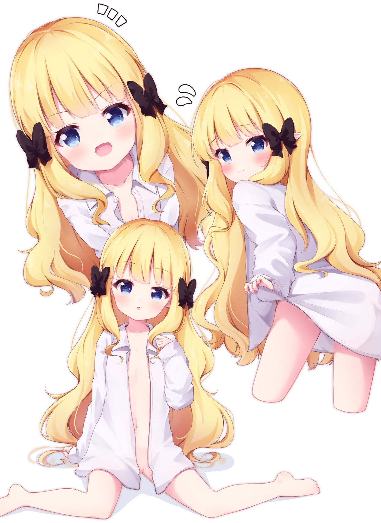 二次ロリ少女がワイシャツやブラウスなどはだけさせちゃって見える素肌やちっぱいにドキドキしちゃう二次エロ画像-39