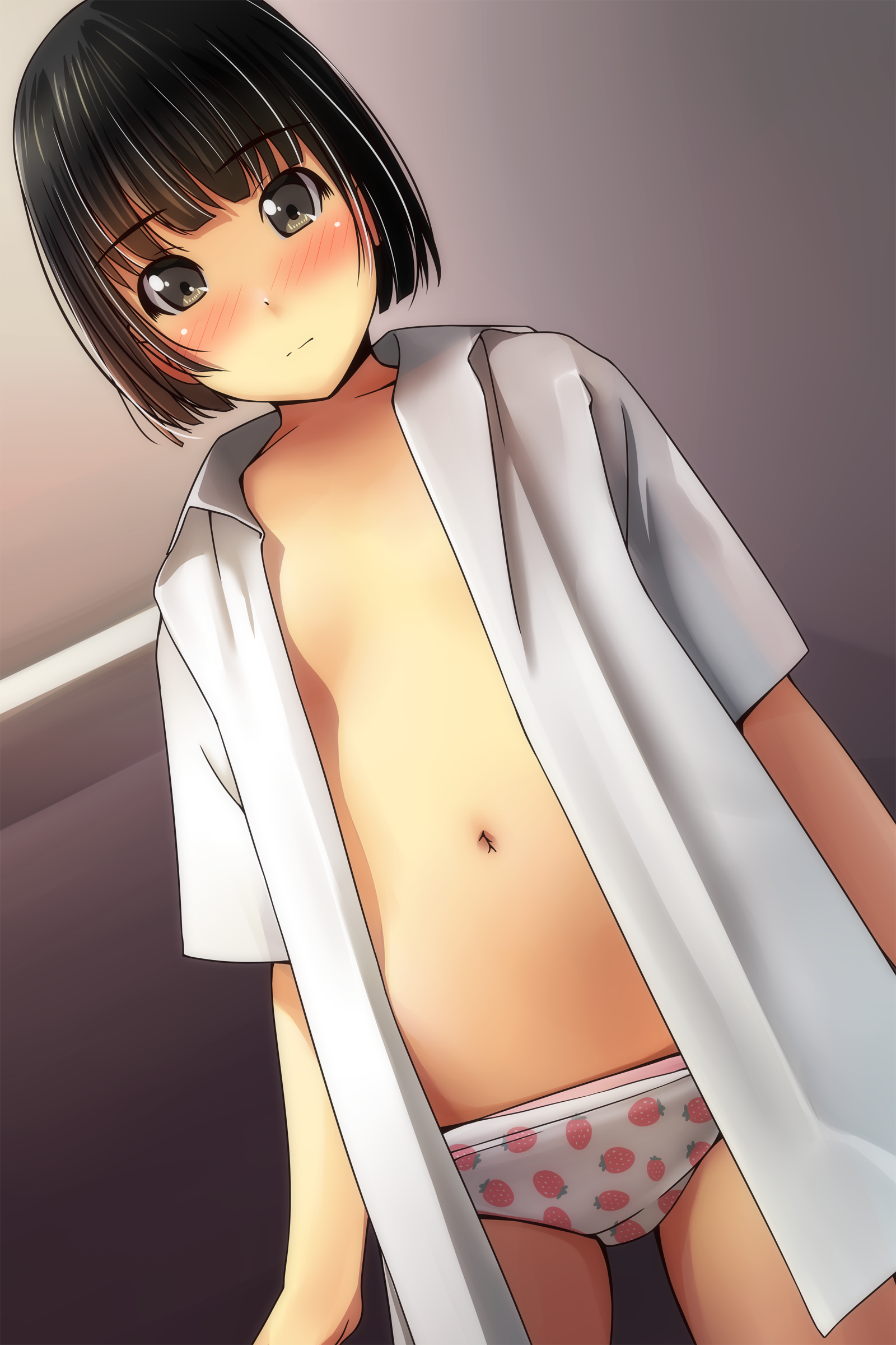 二次ロリ少女がワイシャツやブラウスなどはだけさせちゃって見える素肌やちっぱいにドキドキしちゃう二次エロ画像-42