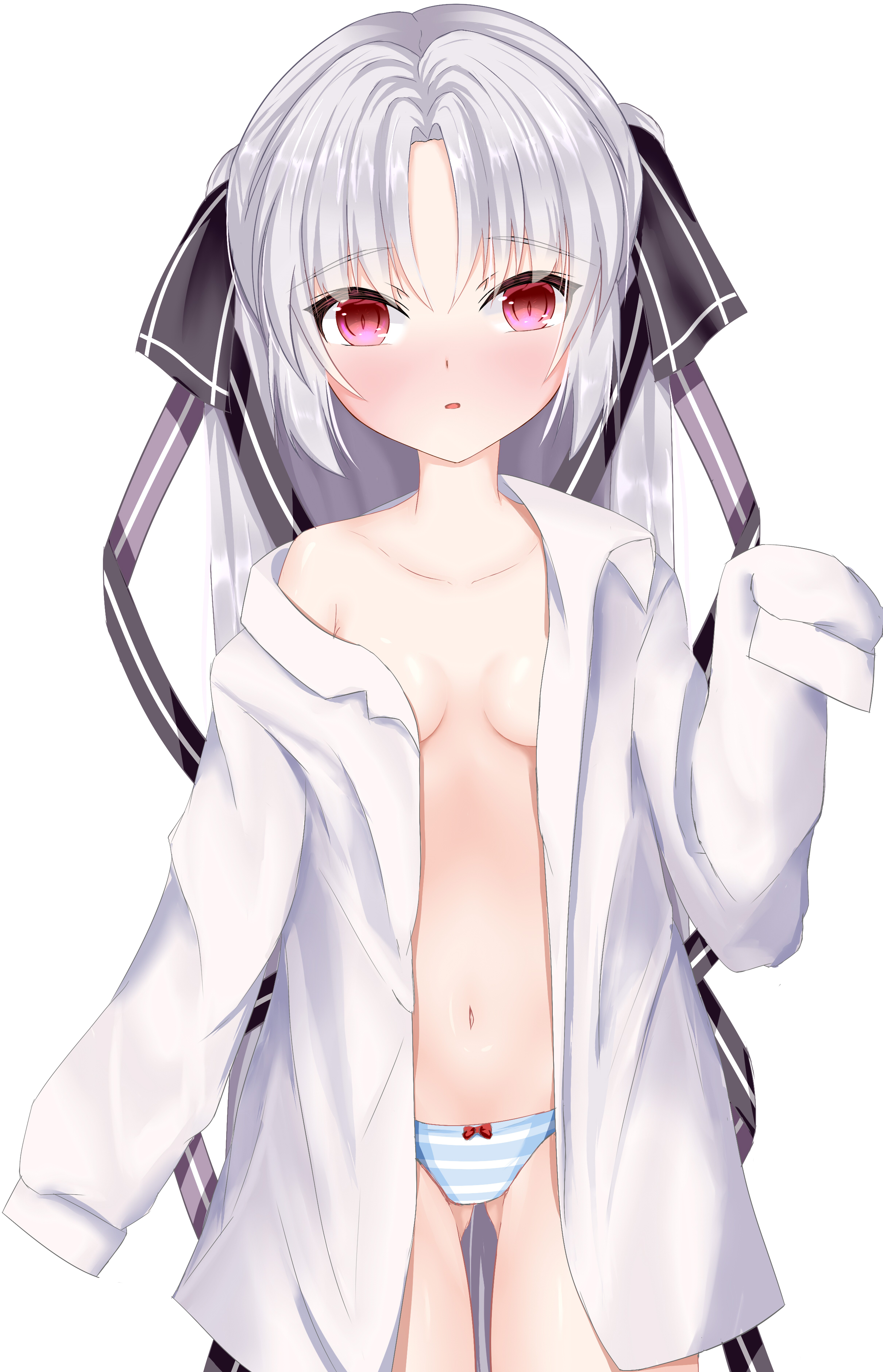 二次ロリ少女がワイシャツやブラウスなどはだけさせちゃって見える素肌やちっぱいにドキドキしちゃう二次エロ画像-43