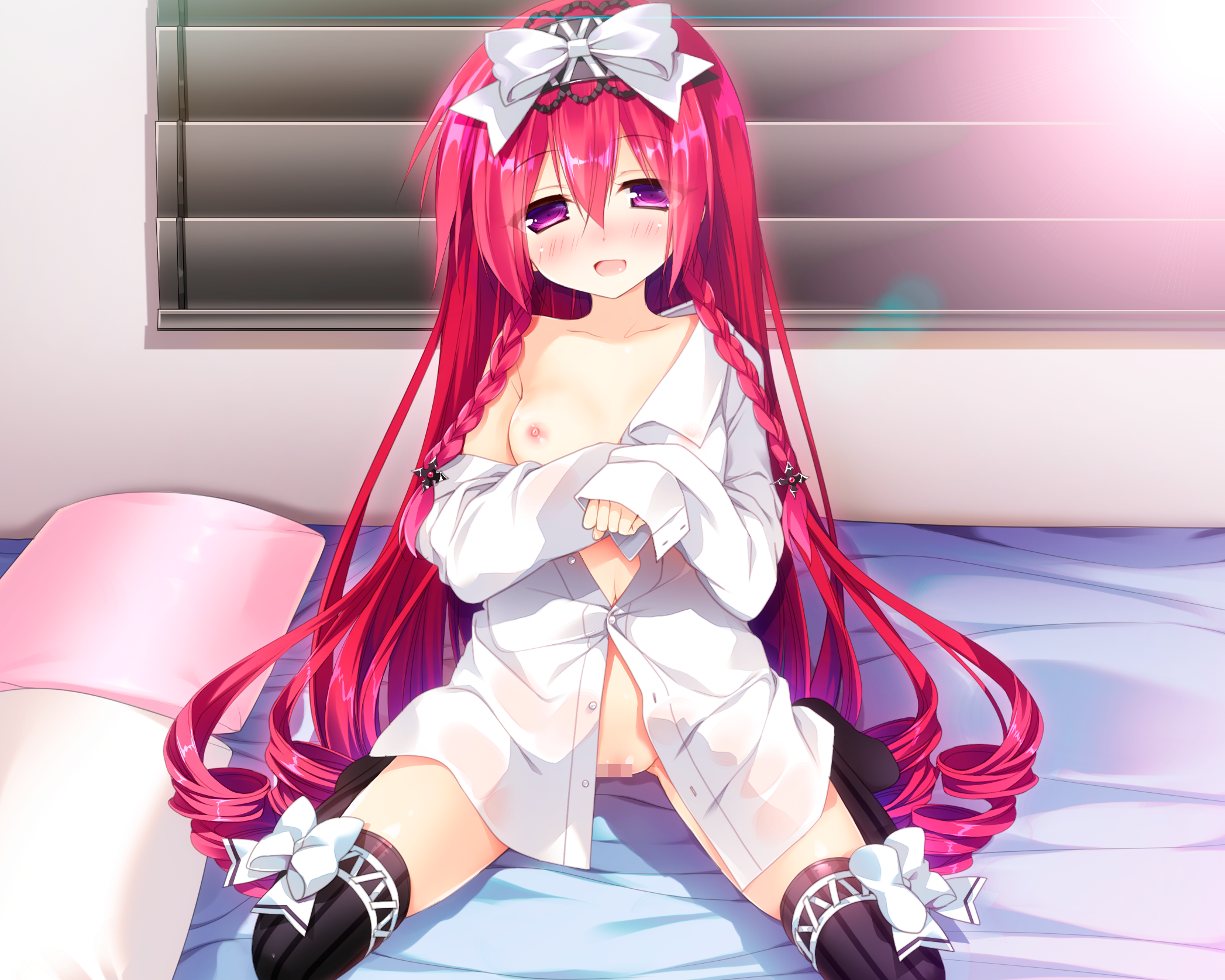 二次ロリ少女がワイシャツやブラウスなどはだけさせちゃって見える素肌やちっぱいにドキドキしちゃう二次エロ画像-46