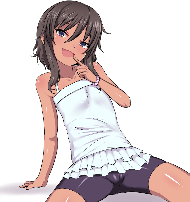 二次ロリスパッツ少女のスジがくっきり食い込んで見えてノーパンか心配なメコスジロリすじスパッツ二次エロ画像-18